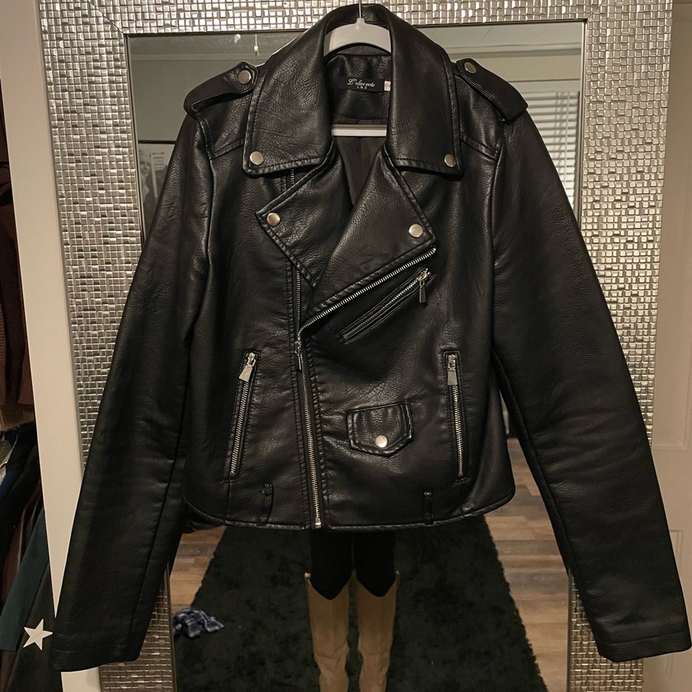 Black Faux Leather biker jacket